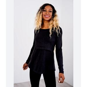 Latched Mama Black Long Sleeve Breast Feeding Shirt